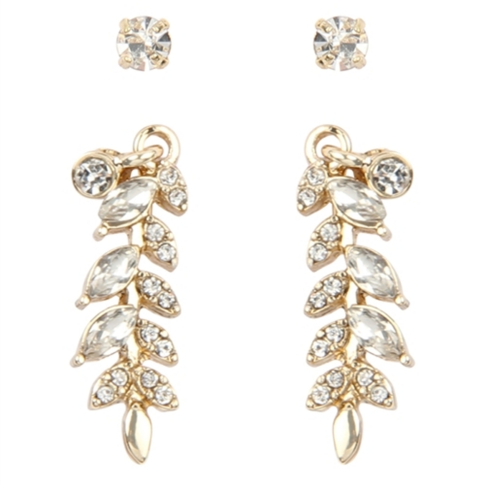 CRAWLER DANGLE BRANCH EARRINGS - CRYSTAL GOLD